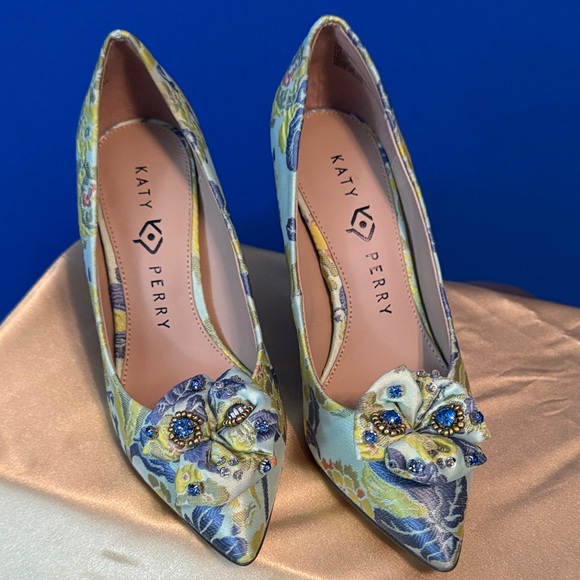 Katy Perry Collections Floral Heels - Blue and Yellow